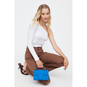 Woman wearing Electric Blue Moda Luxe Elizabeth - Suede Crossbody 842017130543 View 2 | Electric Blue