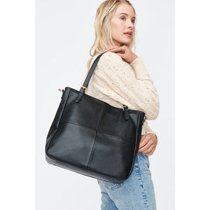 Woman wearing Black Moda Luxe Willow Tote 842017130635 View 1 | Black