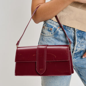 Woman wearing Burgundy Moda Luxe Violet - Patent Crossbody 842017136620 View 2 | Burgundy