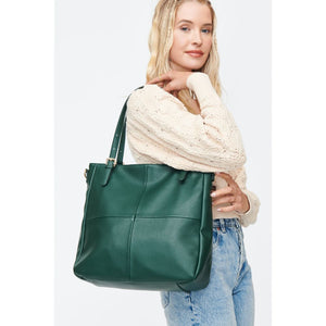 Woman wearing Hunter Green Moda Luxe Willow Tote 842017130659 View 1 | Hunter Green