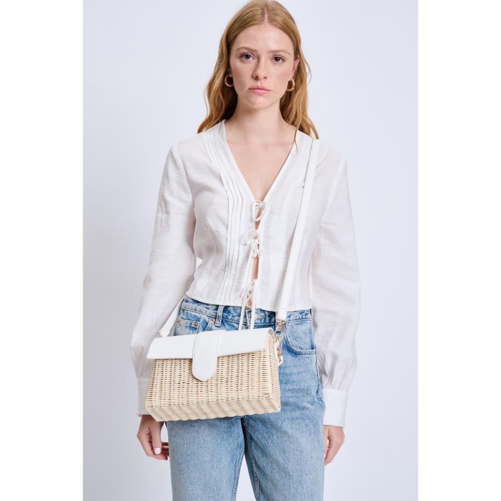 Woman wearing White Moda Luxe Swanki Crossbody 842017135203 View 3 | White