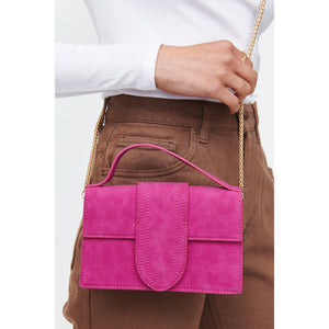 Woman wearing Magenta Moda Luxe Elizabeth - Suede Crossbody 842017130567 View 4 | Magenta