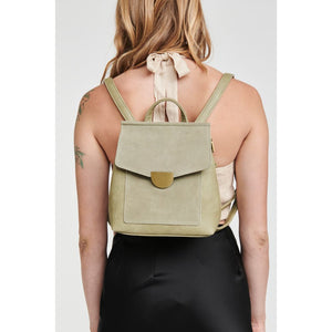 Woman wearing Sage Moda Luxe Claudette Backpack 842017127444 View 1 | Sage