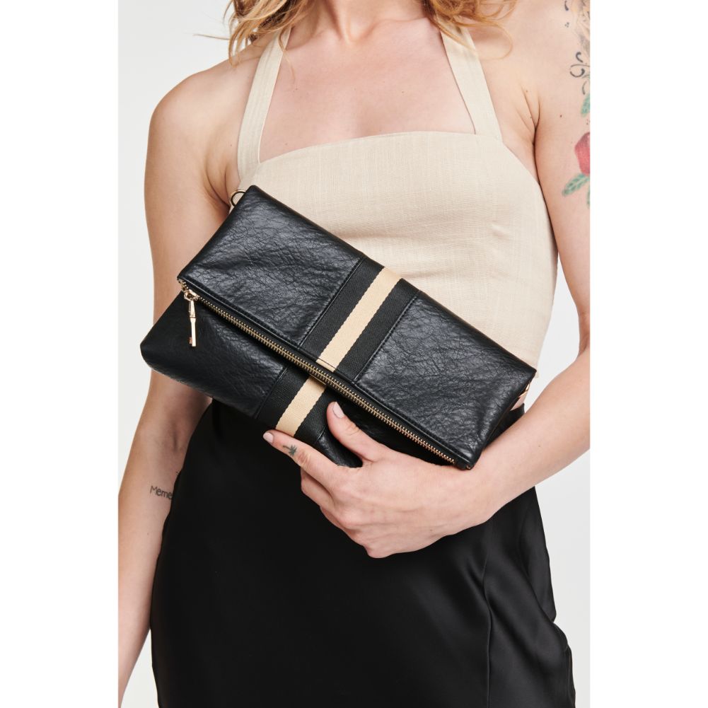 Woman wearing Black Moda Luxe Jules Clutch 842017116905 View 2 | Black