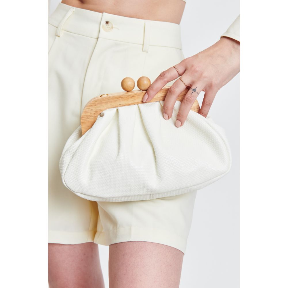 Woman wearing White Moda Luxe Enya Clutch 842017131236 View 1 | White