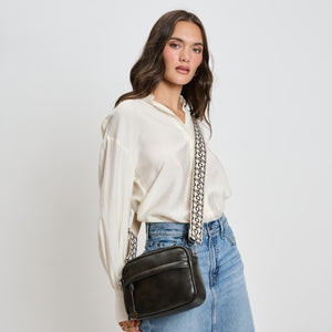 Woman wearing Gunmetal Moda Luxe Hannah Crossbody 842017136712 View 1 | Gunmetal