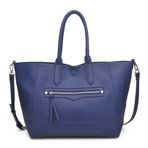 Woman wearing Navy Moda Luxe Camden Tote 842017116738 View 2 | Navy