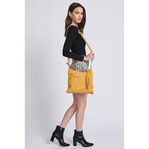 Woman wearing Mustard Moda Luxe Layla Crossbody 842017129516 View 4 | Mustard