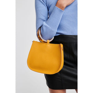 Woman wearing Mustard Moda Luxe Savanah Pebble Crossbody 842017121565 View 2 | Mustard