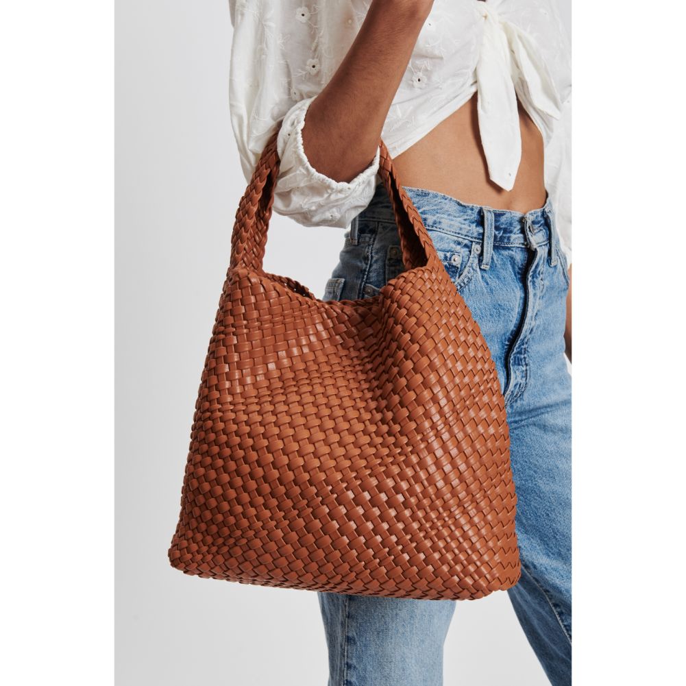 Woman wearing Tan Moda Luxe Ellery Hobo 842017132127 View 4 | Tan