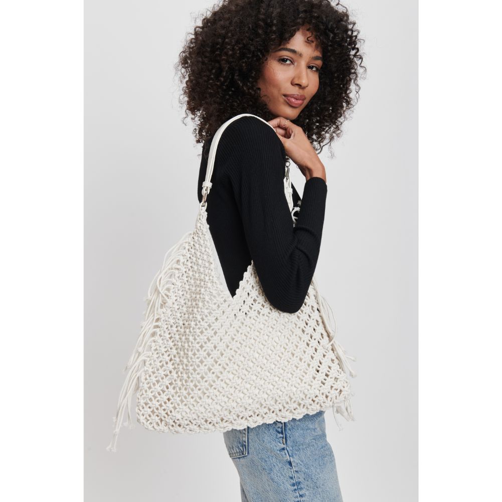 Woman wearing White Moda Luxe Ariel Hobo 842017131816 View 2 | White