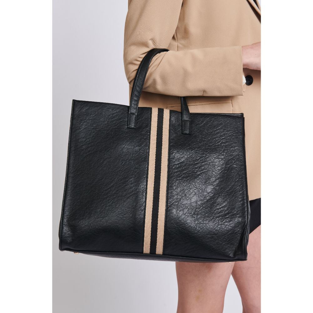 Woman wearing Black Moda Luxe Julian Tote 842017117049 View 1 | Black