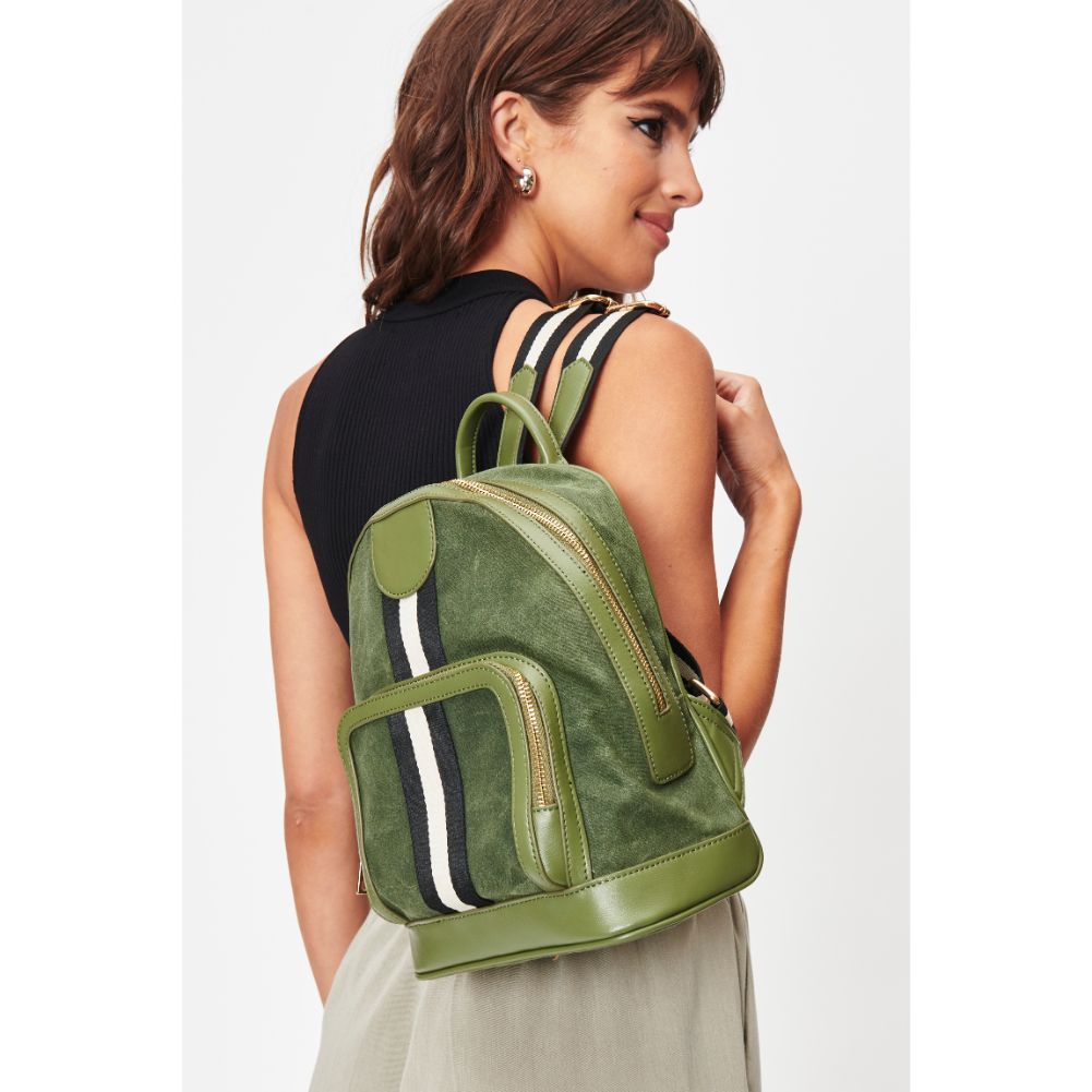 Woman wearing Olive Moda Luxe Scarlet Backpack 842017128236 View 2 | Olive