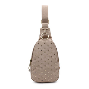 Product Image of Moda Luxe Regina Studded Sling Backpack 842017136828 View 5 | Natural