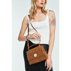 Woman wearing Tan Moda Luxe Annie Crossbody 842017120438 View 3 | Tan