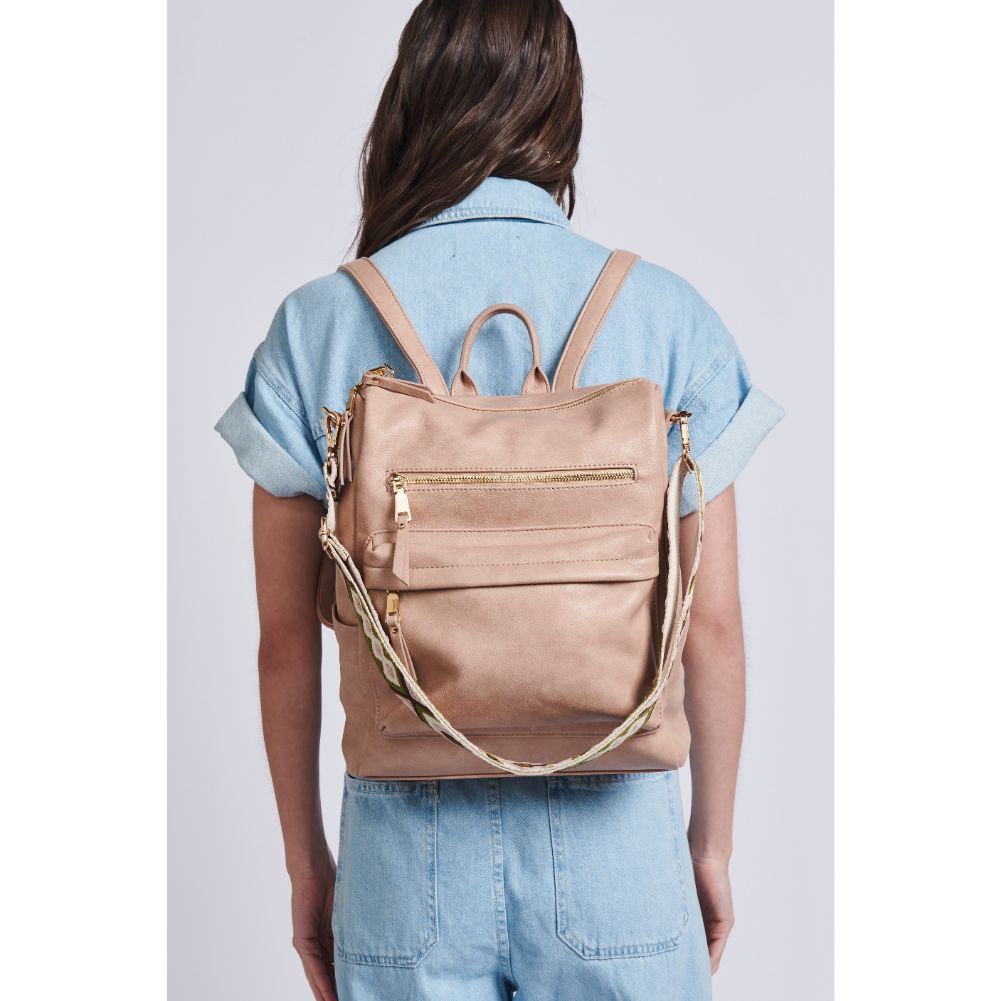 Woman wearing Natural Moda Luxe Riley Backpack 842017129400 View 2 | Natural