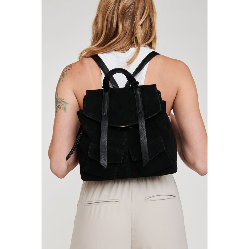 Woman wearing Black Moda Luxe Charlie Backpack 842017127024 View 2 | Black