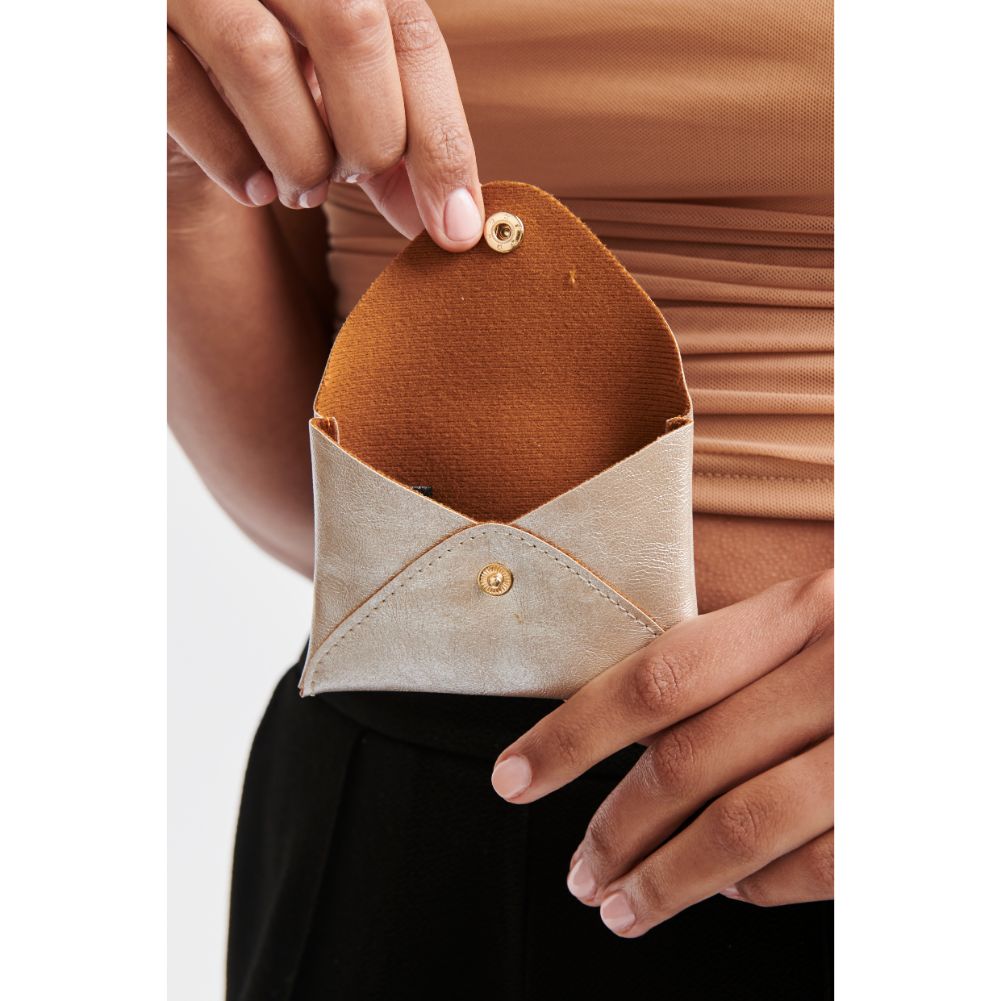 Woman wearing Pearl Gold Moda Luxe Sia Card Holder 842017126454 View 2 | Pearl Gold