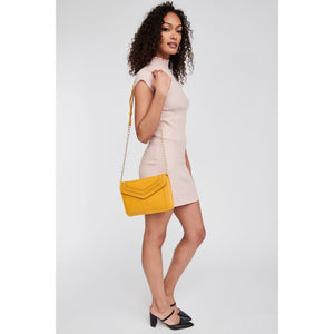 Woman wearing Mustard Moda Luxe Desire Crossbody 842017121480 View 4 | Mustard