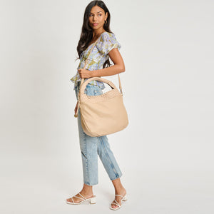 Woman wearing Natural Moda Luxe Majestique Hobo 842017134688 View 4 | Natural