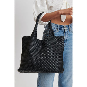 Woman wearing Black Moda Luxe Solana Tote 842017132141 View 1 | Black