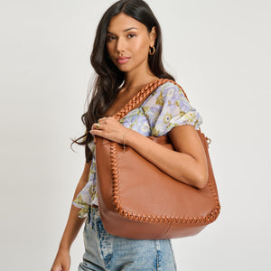 Woman wearing Tan Moda Luxe Luxelle Hobo 842017134916 View 1 | Tan