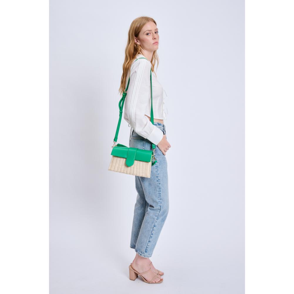 Woman wearing Green Moda Luxe Swanki Crossbody 842017135227 View 2 | Green