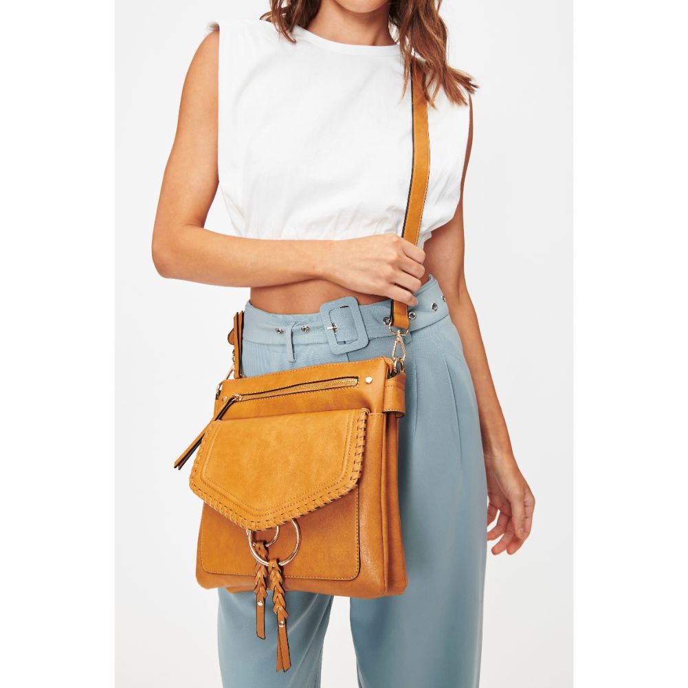 Woman wearing Mustard Moda Luxe Leslie Messenger 842017128205 View 1 | Mustard