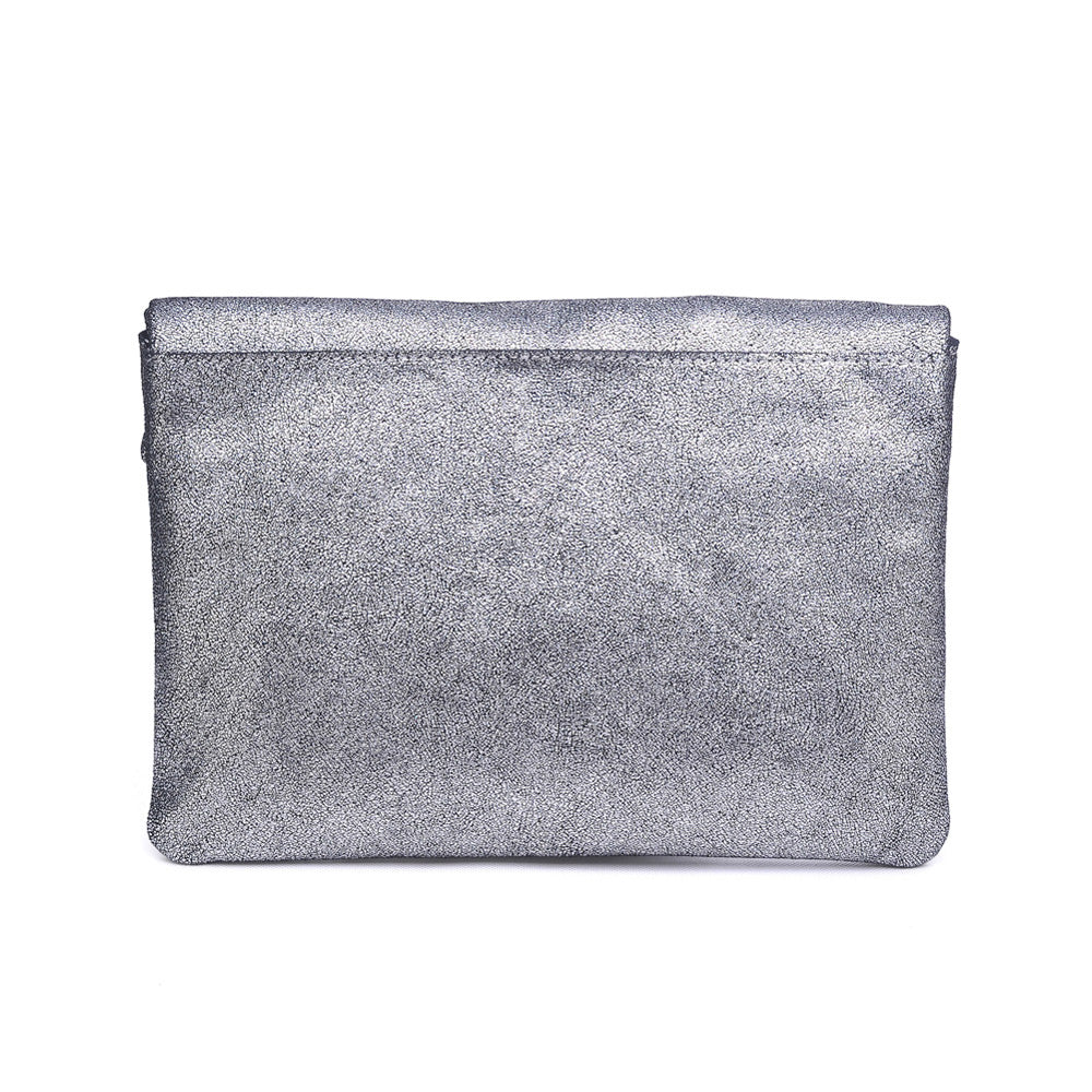 Product Image of Product Image of Moda Luxe Gianna Metallic Clutch 842017110804 View 3 | Pewter