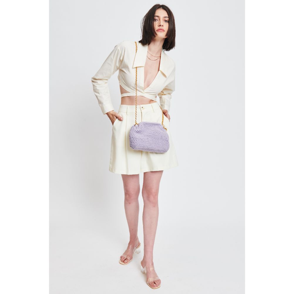 Woman wearing Lilac Moda Luxe Christabel Crossbody 842017131090 View 3 | Lilac