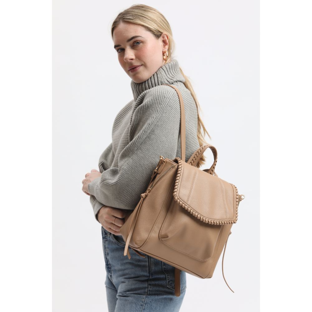 Woman wearing Natural Moda Luxe Dido Backpack 842017133254 View 1 | Natural