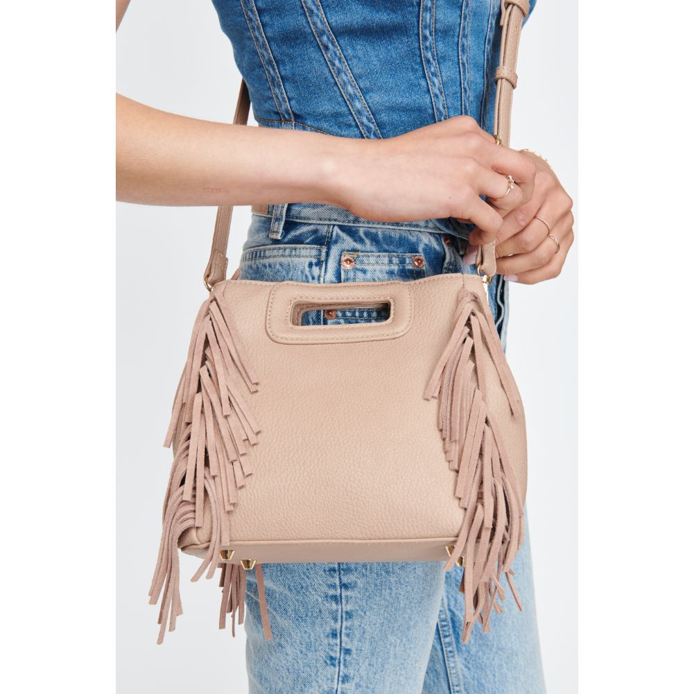 Woman wearing Natural Moda Luxe Aria Crossbody 842017130208 View 4 | Natural