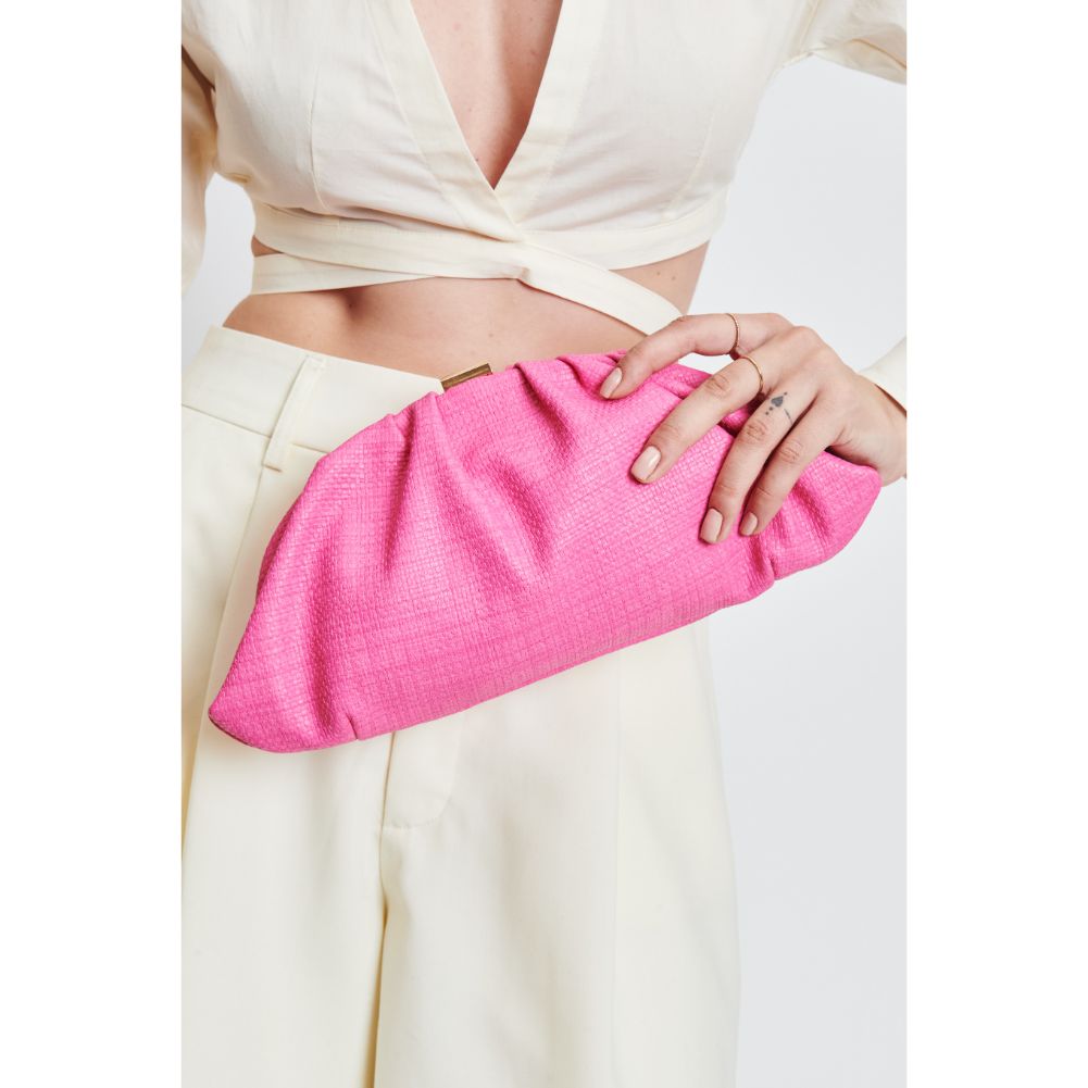 Woman wearing Hot Pink Moda Luxe Jewel Clutch 842017131861 View 4 | Hot Pink