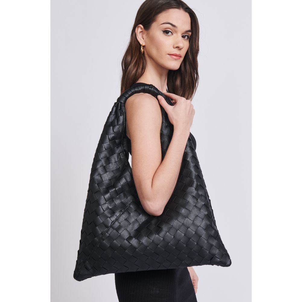 Woman wearing Black Moda Luxe Harley Hobo 842017129585 View 1 | Black