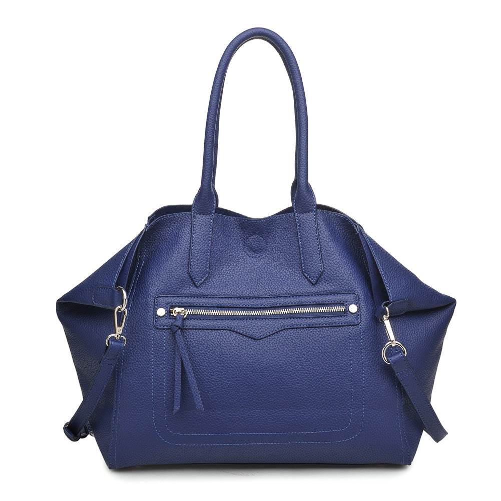 Woman wearing Navy Moda Luxe Camden Tote 842017116738 View 3 | Navy