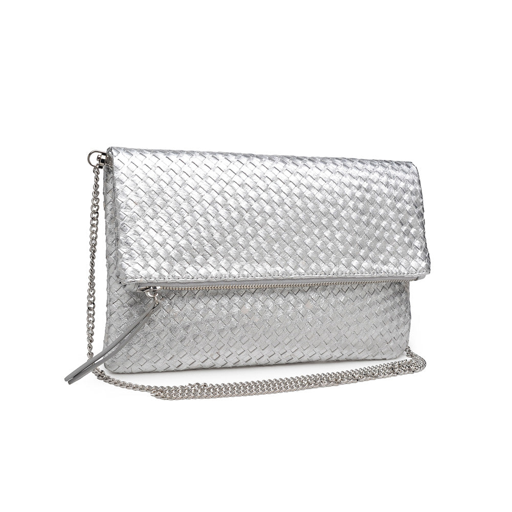 Product Image of Moda Luxe Alicia Woven Clutch 842017118046 View 6 | Silver