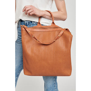 Woman wearing Tan Moda Luxe Belle Tote 842017126850 View 2 | Tan