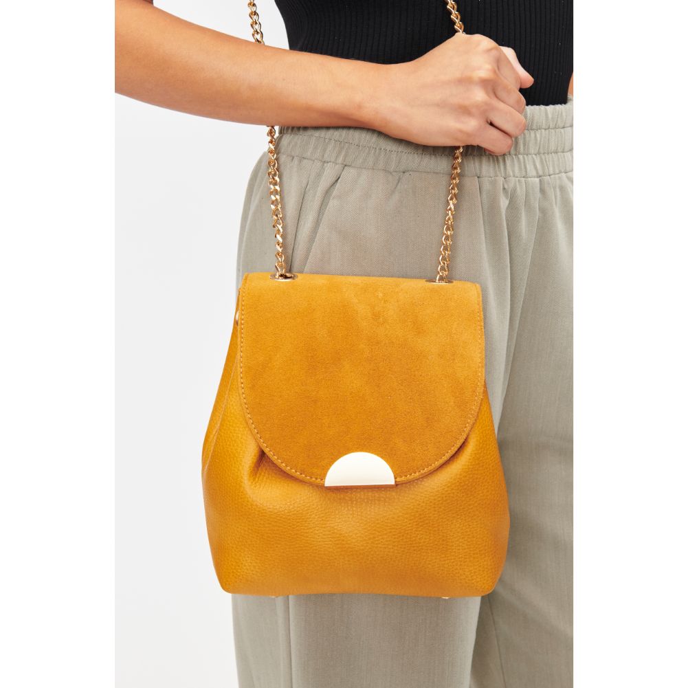 Woman wearing Mustard Moda Luxe Breanna Crossbody 842017127956 View 2 | Mustard