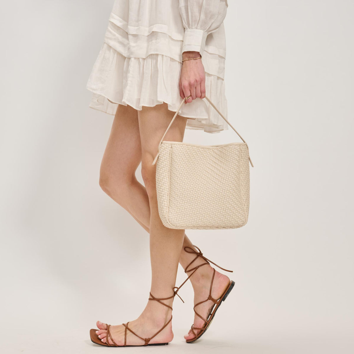 Woman wearing Ivory Moda Luxe Georgena Shoulder Bag 842017137887 View 3 | Ivory