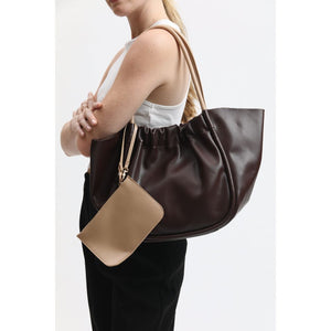 Woman wearing Espresso Moda Luxe Aaliyah Tote 842017133216 View 2 | Espresso