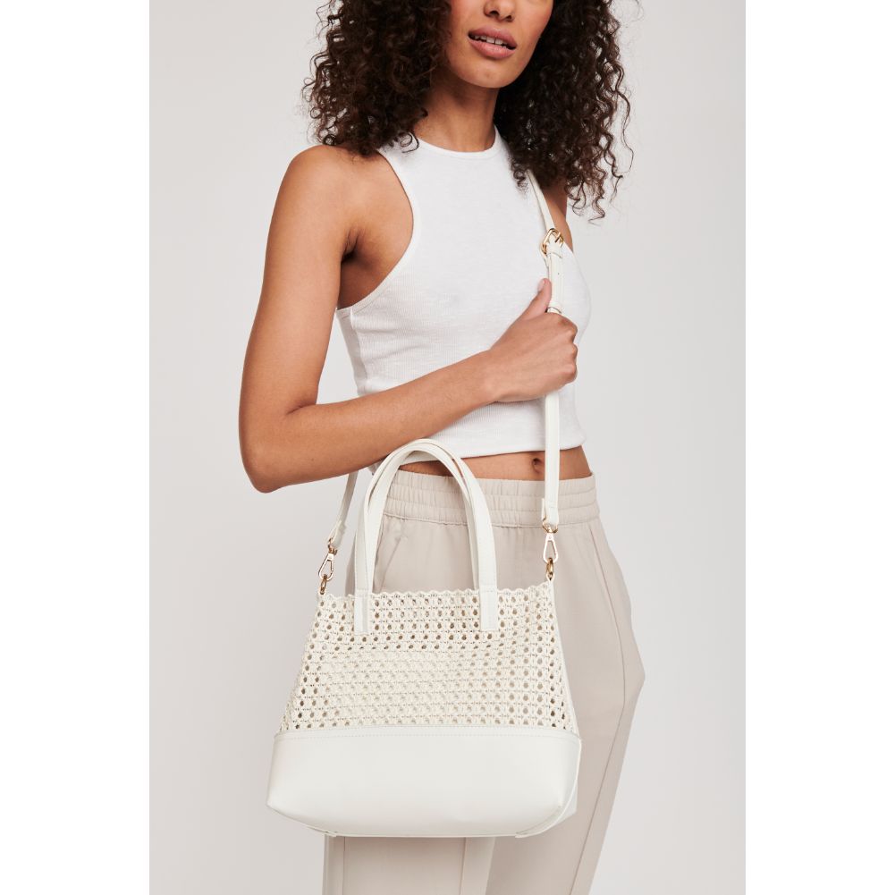 Woman wearing White Moda Luxe Monaco Tote 842017123965 View 1 | White