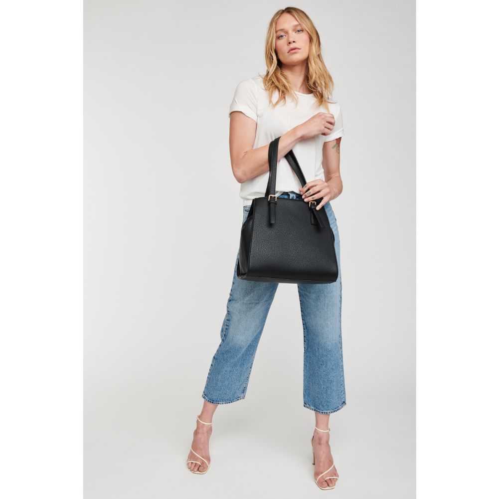 Woman wearing Black Moda Luxe Sara Tote 842017116523 View 3 | Black