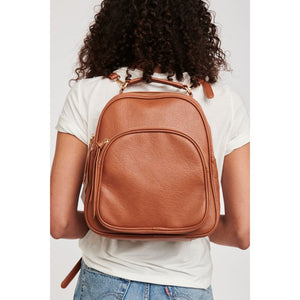 Woman wearing Cognac Moda Luxe Claudia Backpack 842017126119 View 3 | Cognac