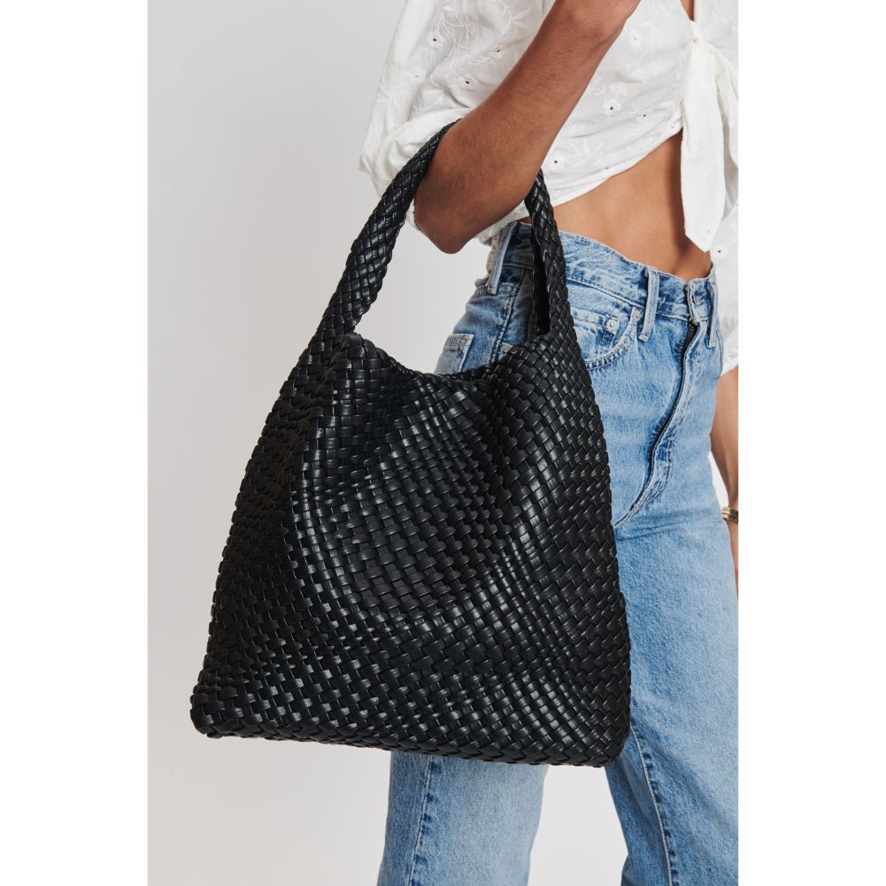 Woman wearing Black Moda Luxe Ellery Hobo 842017132097 View 4 | Black