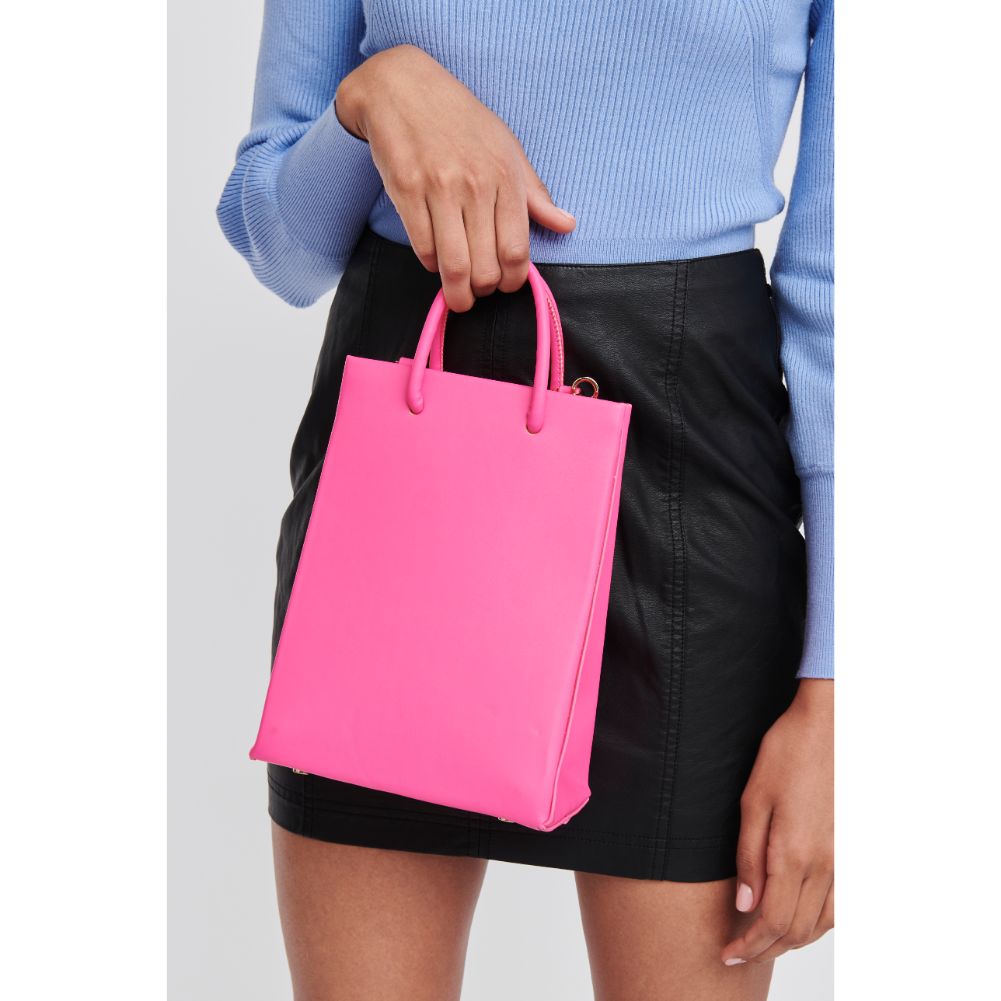 Woman wearing Neon Pink Moda Luxe Perry Top Handle 842017125280 View 2 | Neon Pink