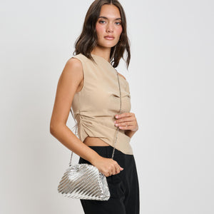 Woman wearing Silver Moda Luxe Serena Crossbody 842017136385 View 2 | Silver