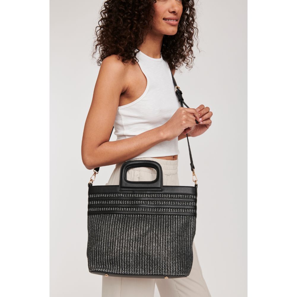 Woman wearing Black Moda Luxe Leon Tote 842017125716 View 2 | Black