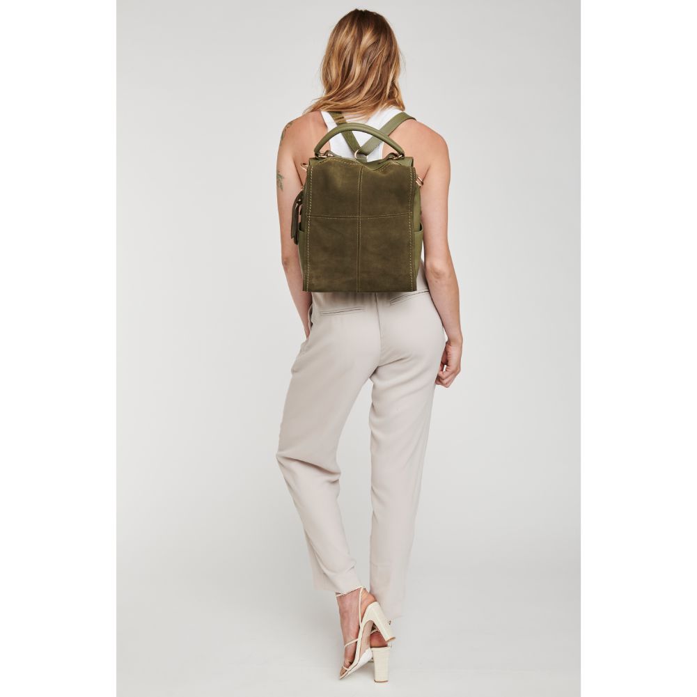 Woman wearing Olive Moda Luxe Brette Backpack 842017114697 View 4 | Olive