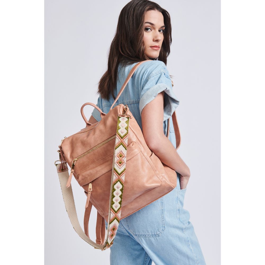 Woman wearing Blush Moda Luxe Riley Backpack 842017129431 View 1 | Blush