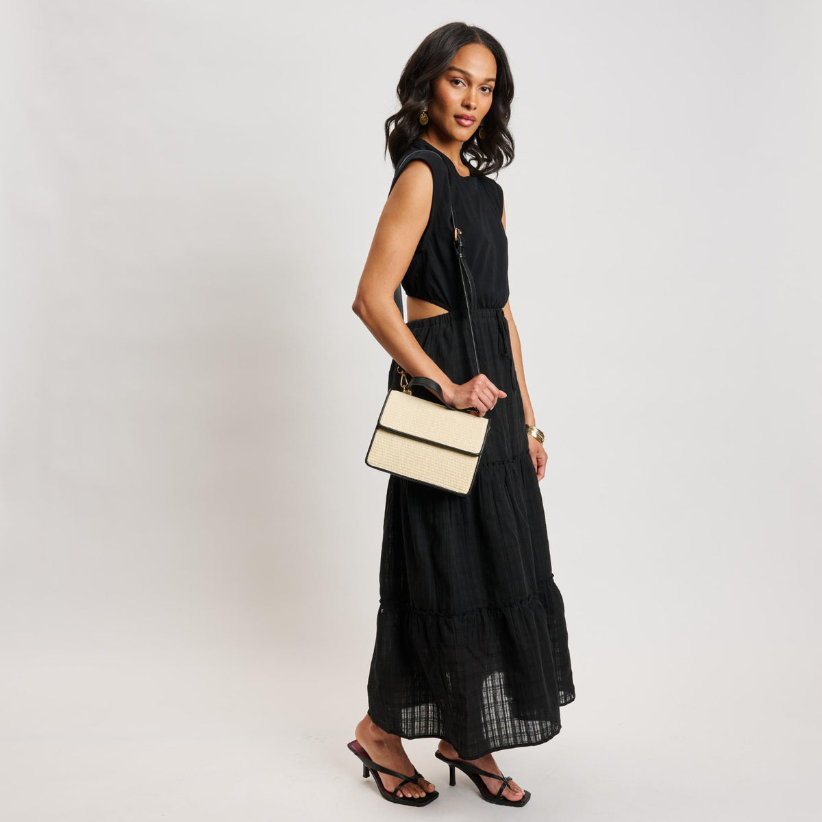 Woman wearing Ivory Black Moda Luxe Ruth Crossbody 842017138341 View 3 | Ivory Black